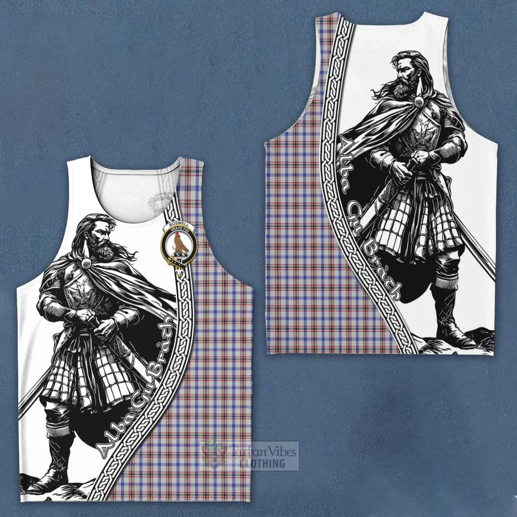 Boswell Tartan Clan Crest Men's Tank Top with Highlander Warrior Celtic Style