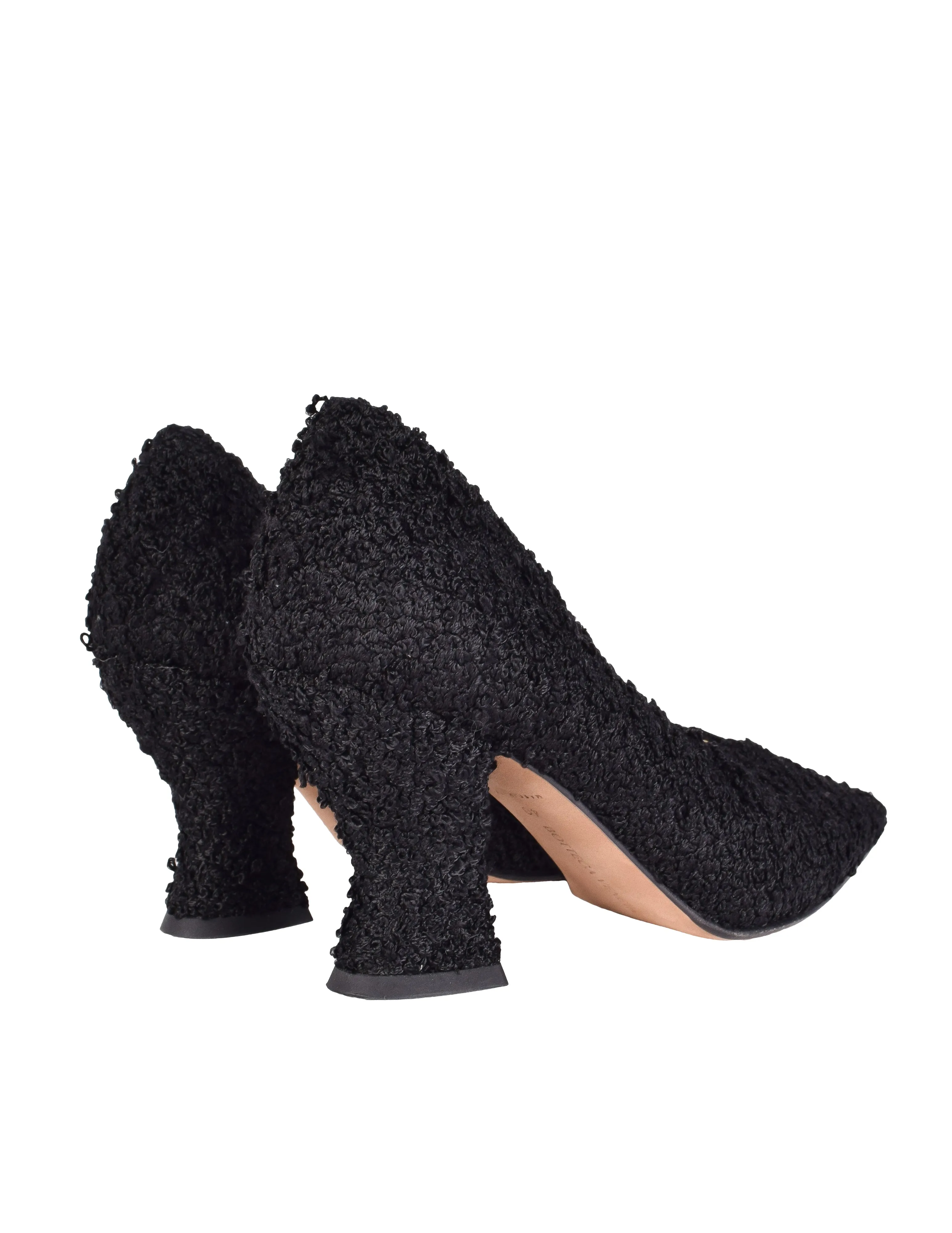 Bottega Veneta Black Boucle Textured Almond Toe Heels