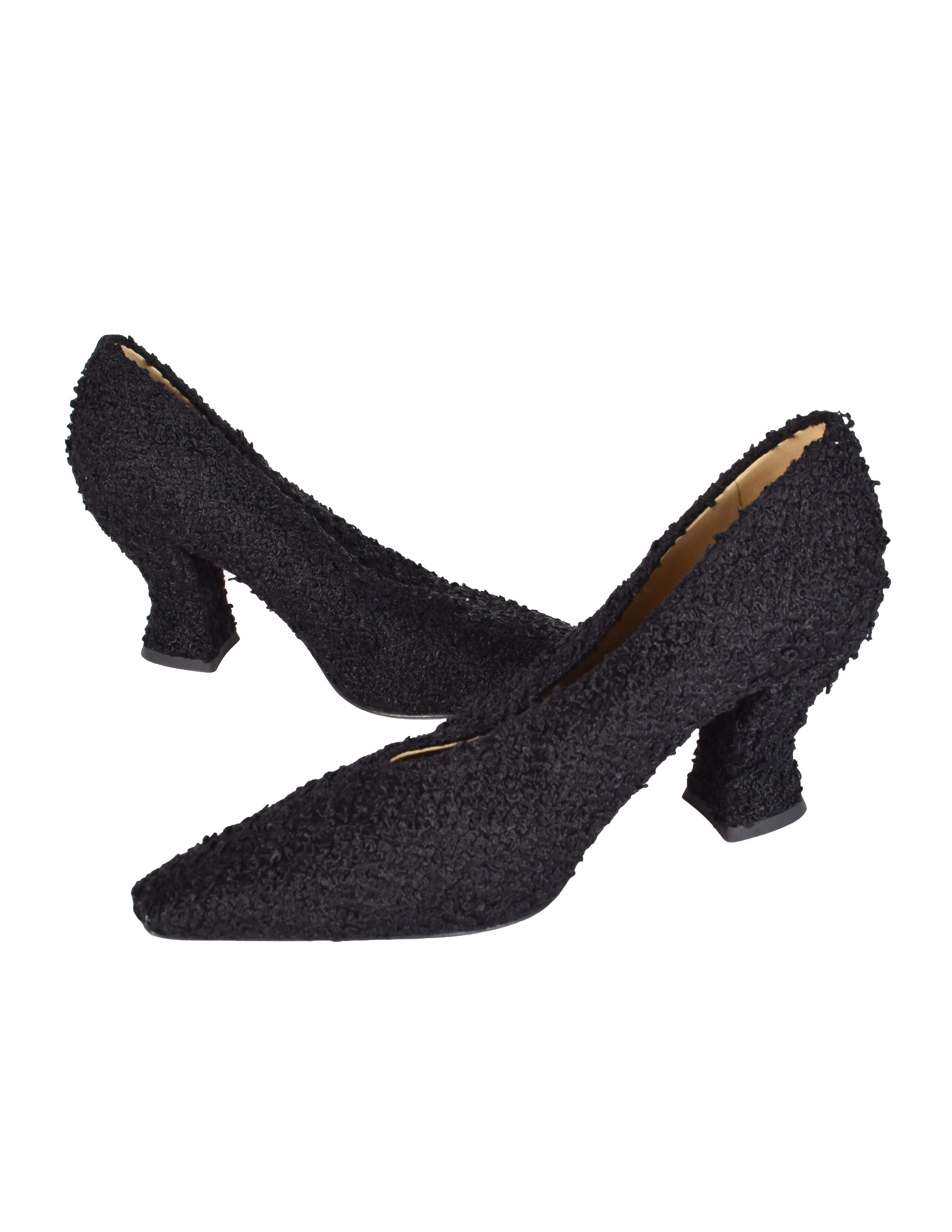 Bottega Veneta Black Boucle Textured Almond Toe Heels