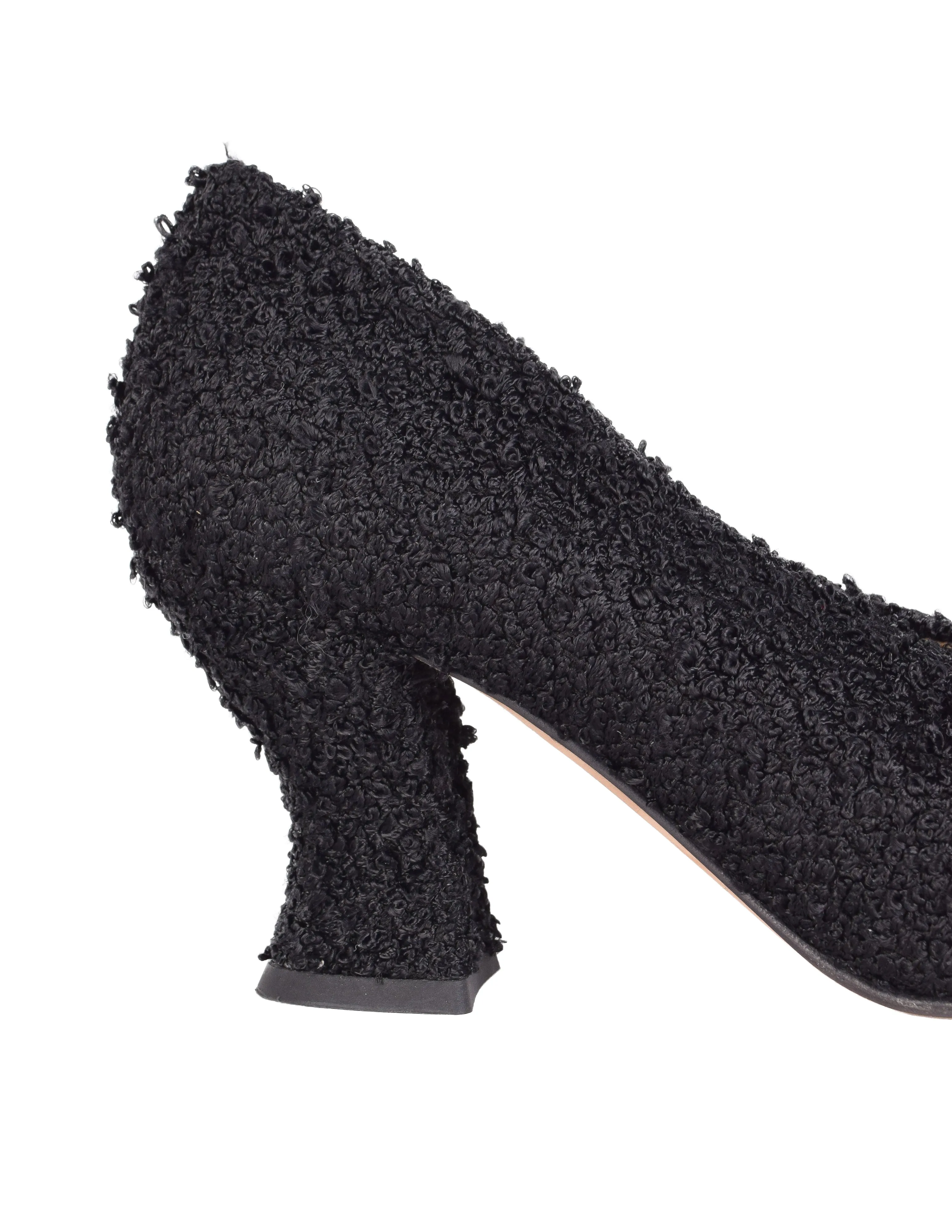 Bottega Veneta Black Boucle Textured Almond Toe Heels