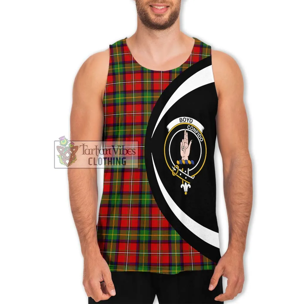 Boyd Tartan Men's Tank Top with Family Crest Circle Style