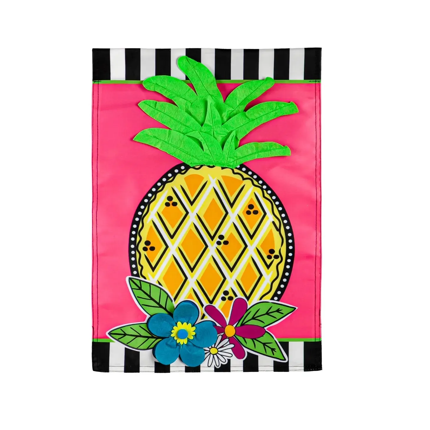 Bright Pineapple Garden Appliqué Flag