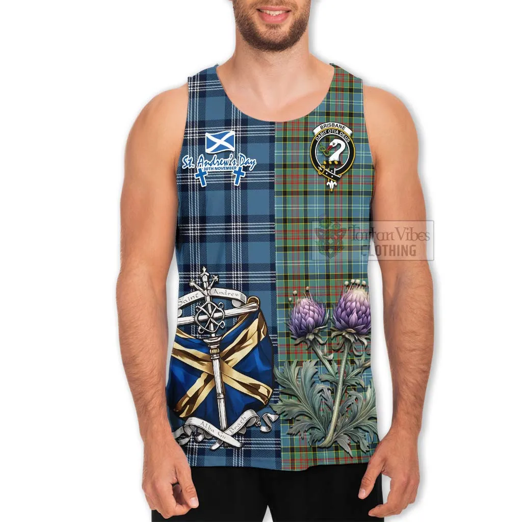 Brisbane Tartan Men's Tank Top Happy St. Andrew's Day Half Tartan Style