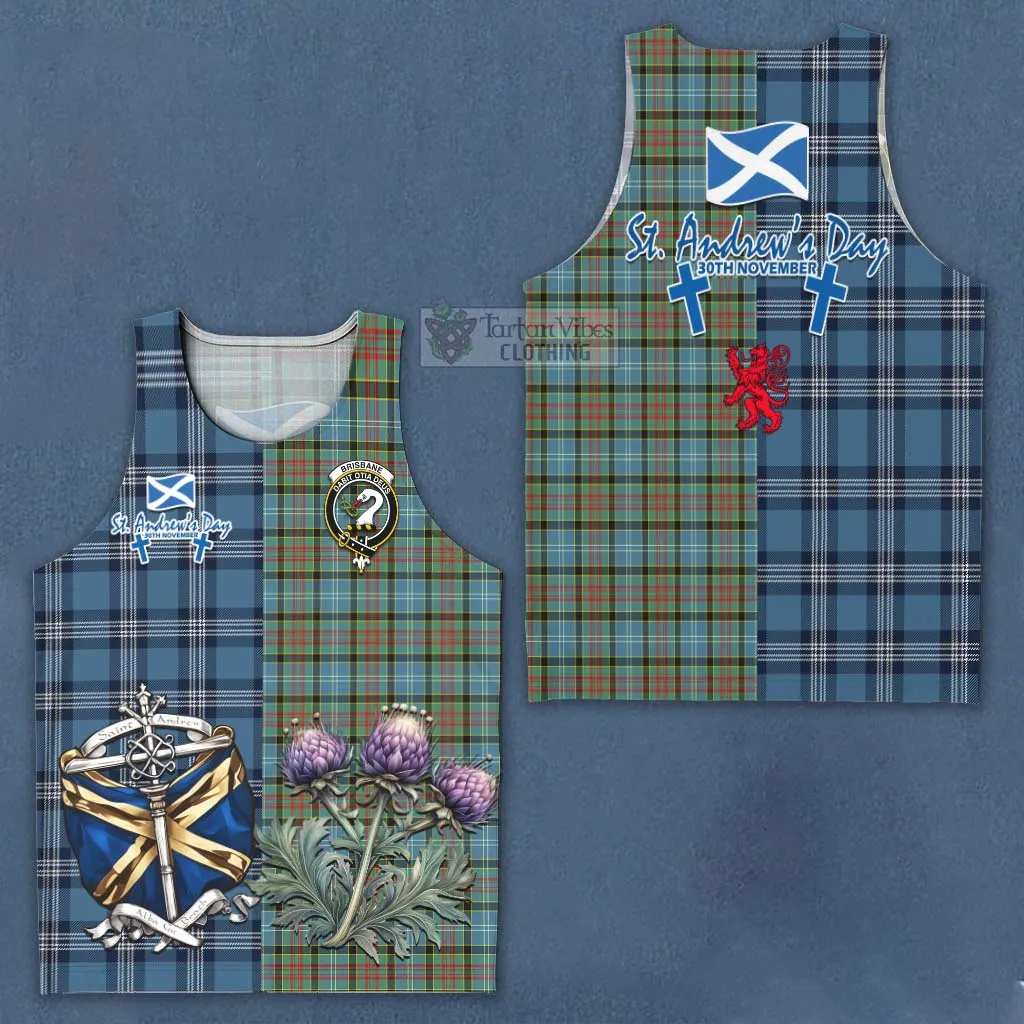 Brisbane Tartan Men's Tank Top Happy St. Andrew's Day Half Tartan Style