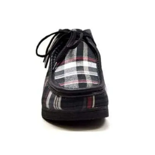 British Walkers New Castle Print Wallabee Boots Men's Black Plaid Leather and Suede