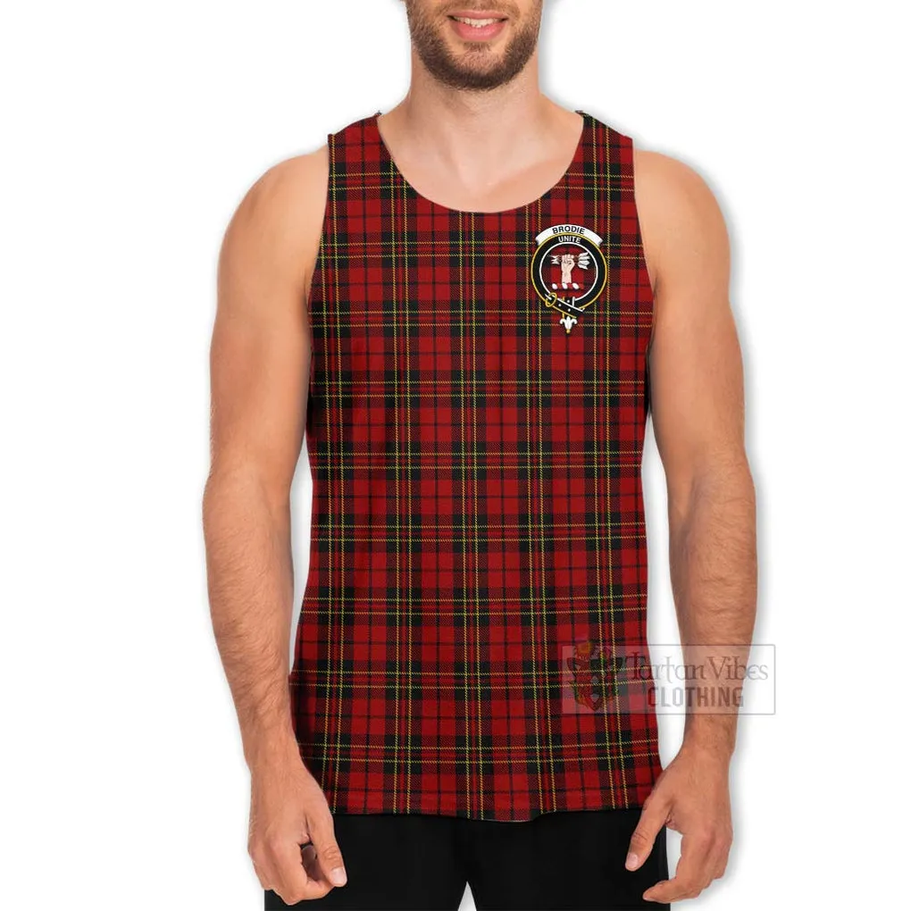 Brodie Tartan Men's Tank Top with Family Crest Celtic Skull Style