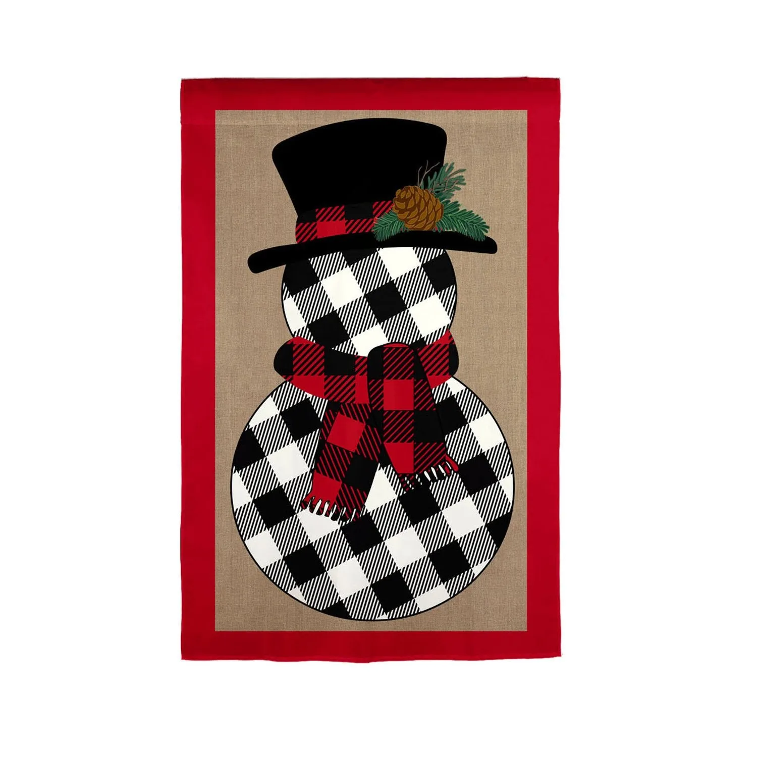 Buffalo Check Snowman Garden Burlap Flag