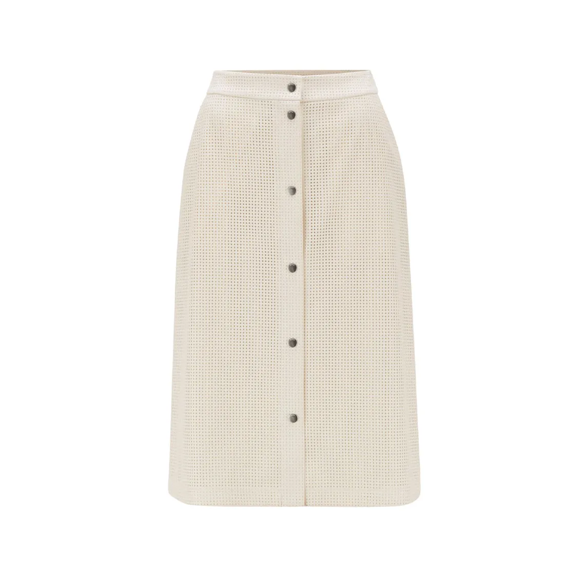 C Vefy Perforated Button Midi Skirt