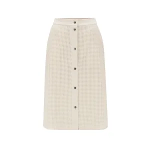 C Vefy Perforated Button Midi Skirt