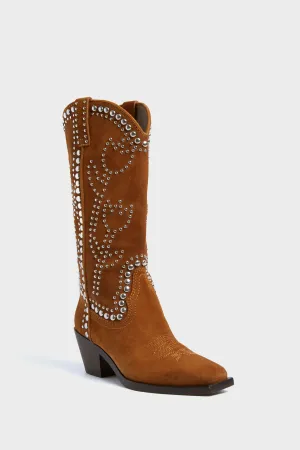 Cacao Suede with Silver Studs Wilder Boots