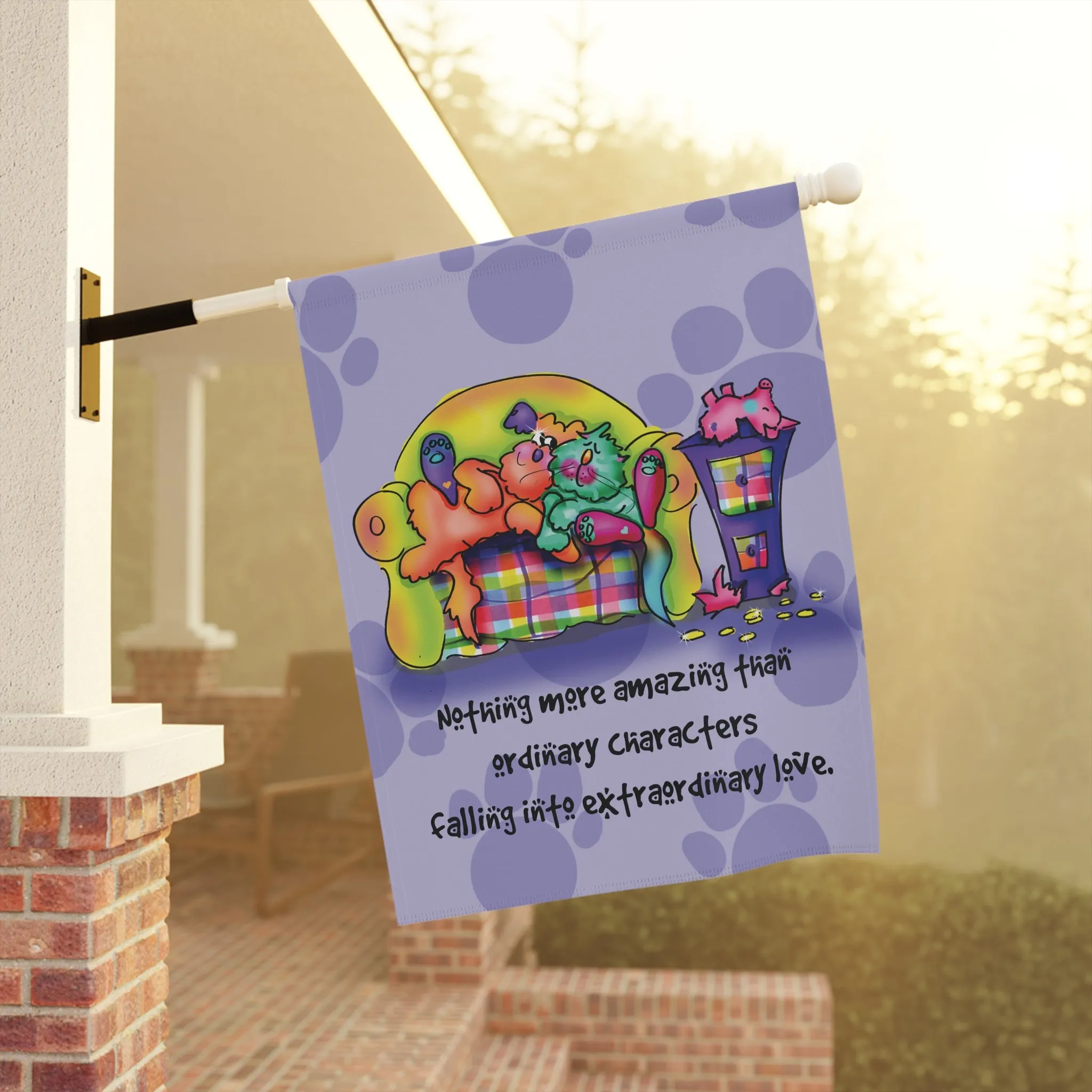 Cartoon Love Whimsy Garden Flag