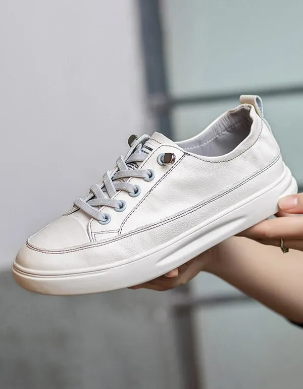 Casual Leather Sneakers For Women White