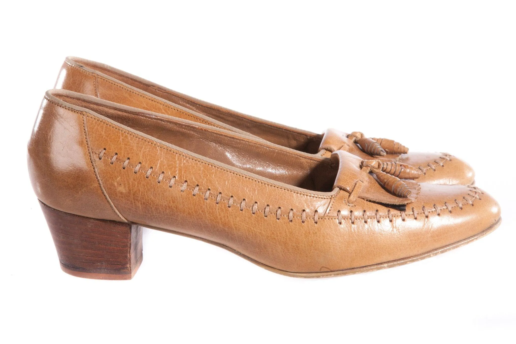 Church's Light Brown Leather Shoes with Fringe and Tassle Detail Size 60C