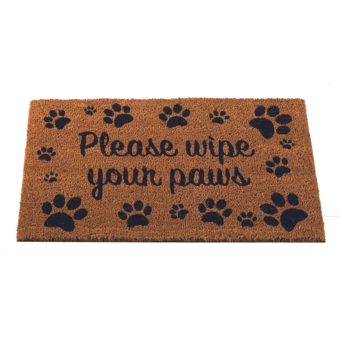 Coir Door Mat Wipe Your Paws 45 x 75cm