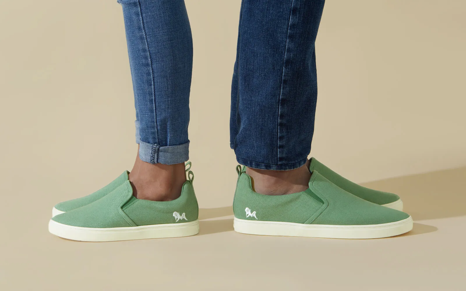 Cotton Slip Ons : Sage Green