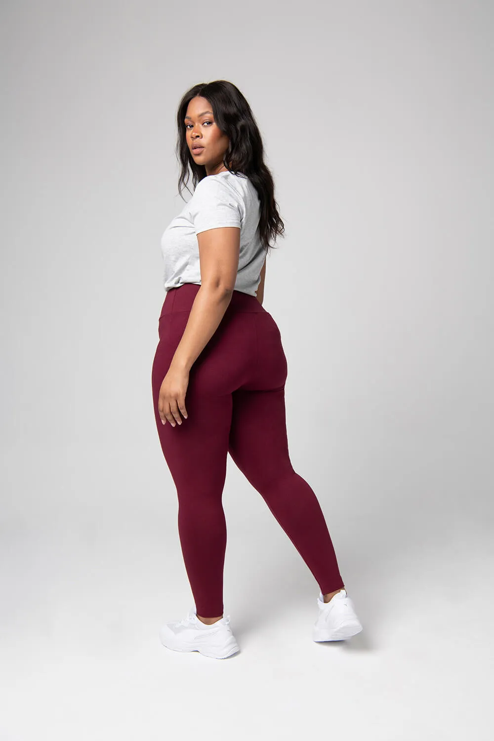 Curve Everyday High Waisted Leggings - Burgundy