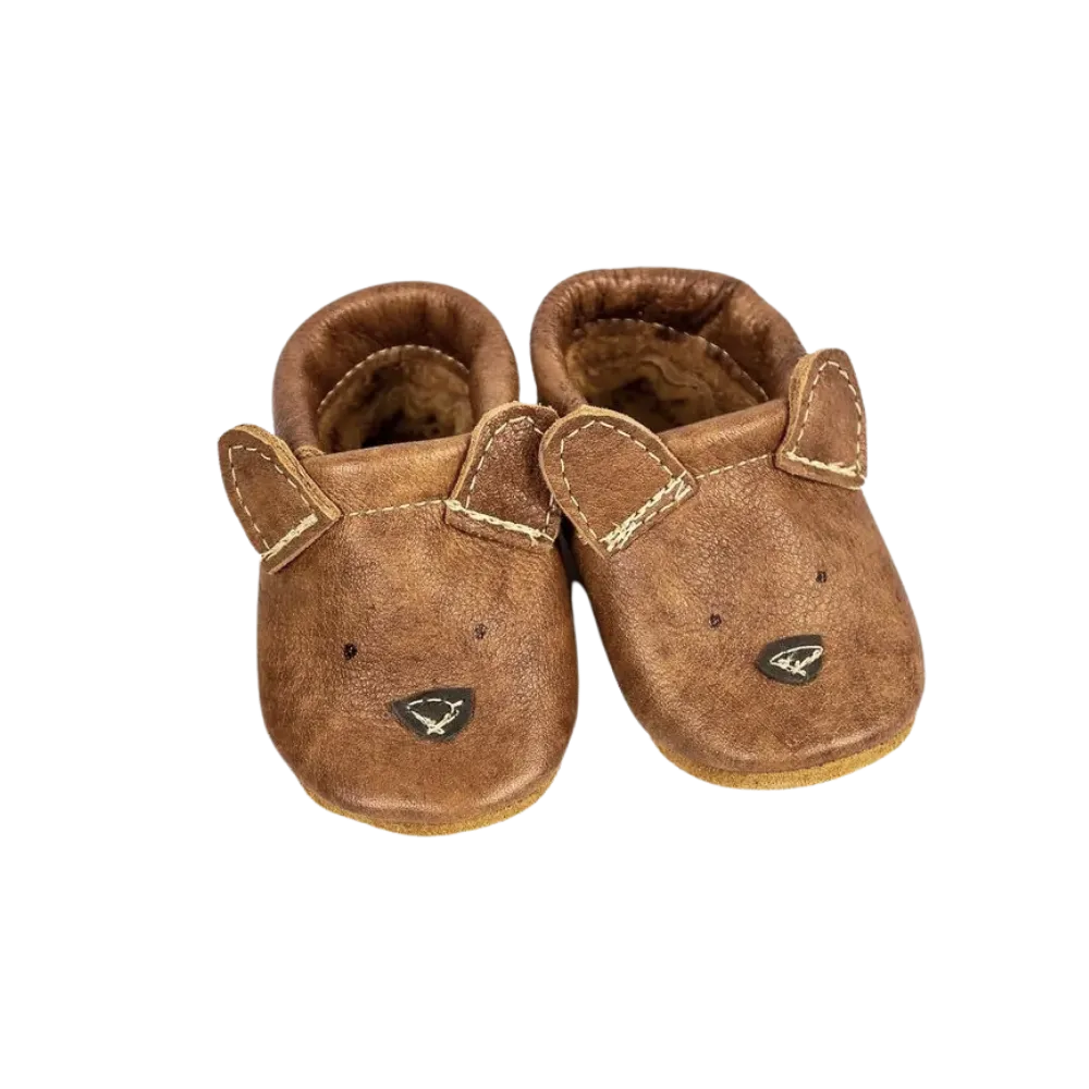 Cute Critters Russet Bear Leather Baby Shoes