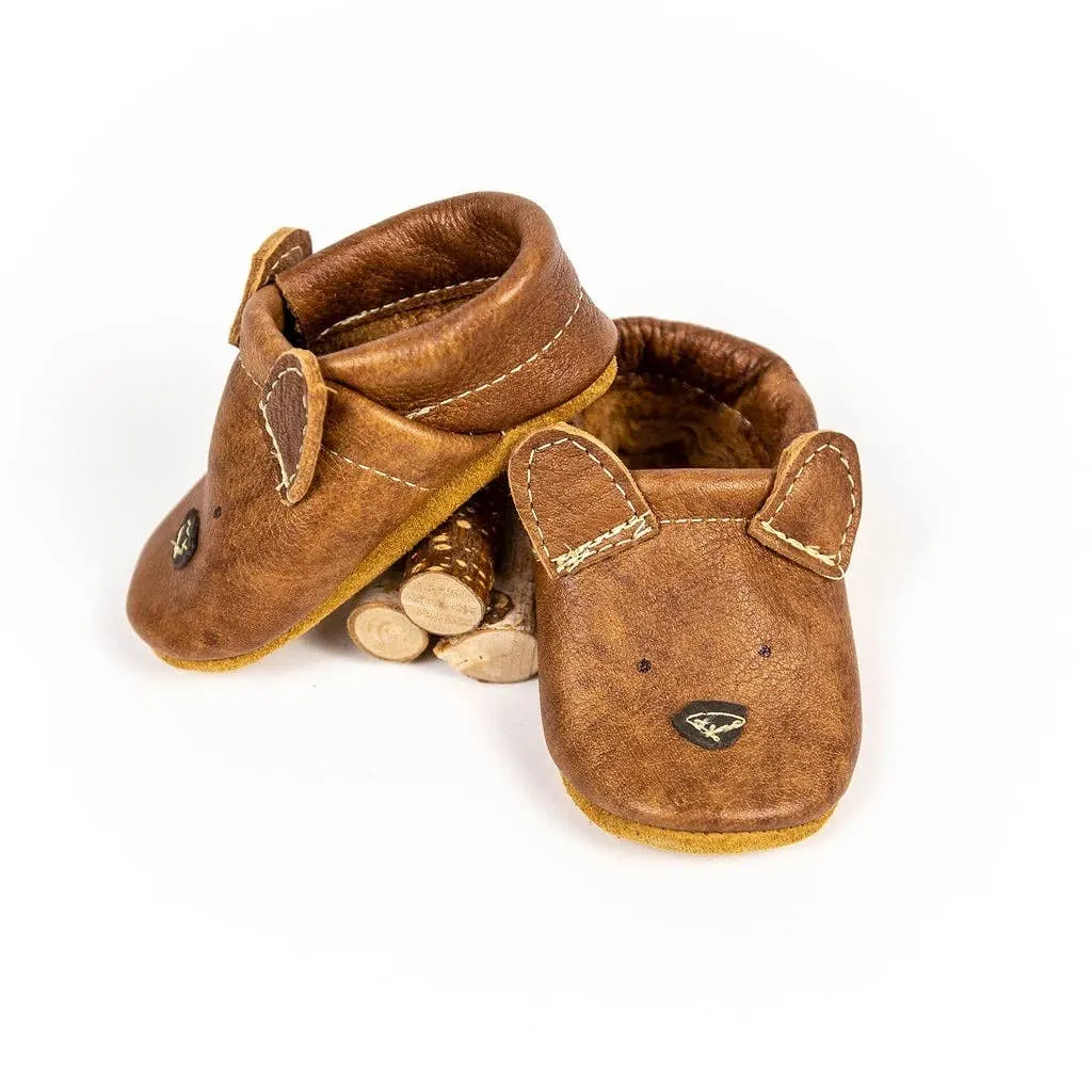 Cute Critters Russet Bear Leather Baby Shoes