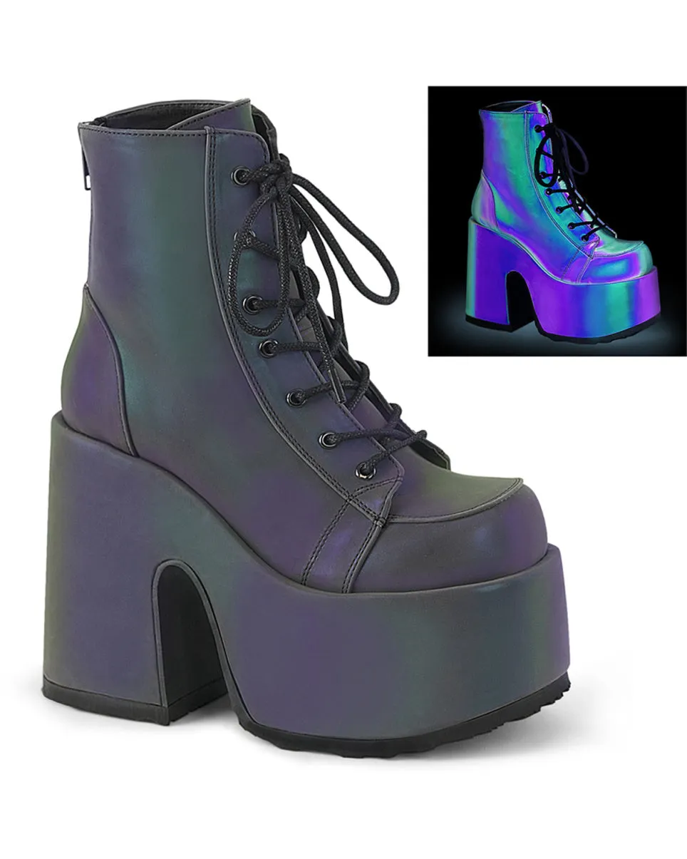 Demonia Rainbow Reflective Platform Bootie