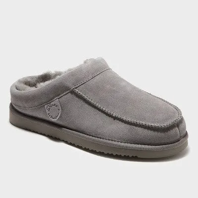 Dluxe Dearfoams Men's Suede Shearling Slip On Slippers Moccasin Indoor/Outdoor