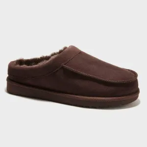 Dluxe Dearfoams Men's Suede Shearling Slip On Slippers Moccasin Indoor/Outdoor