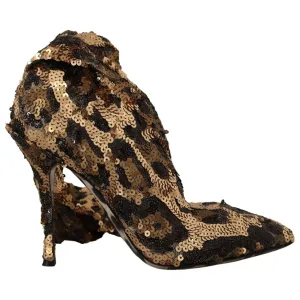 Dolce & Gabbana Elegant Leopard Sequin Knee-High Boots