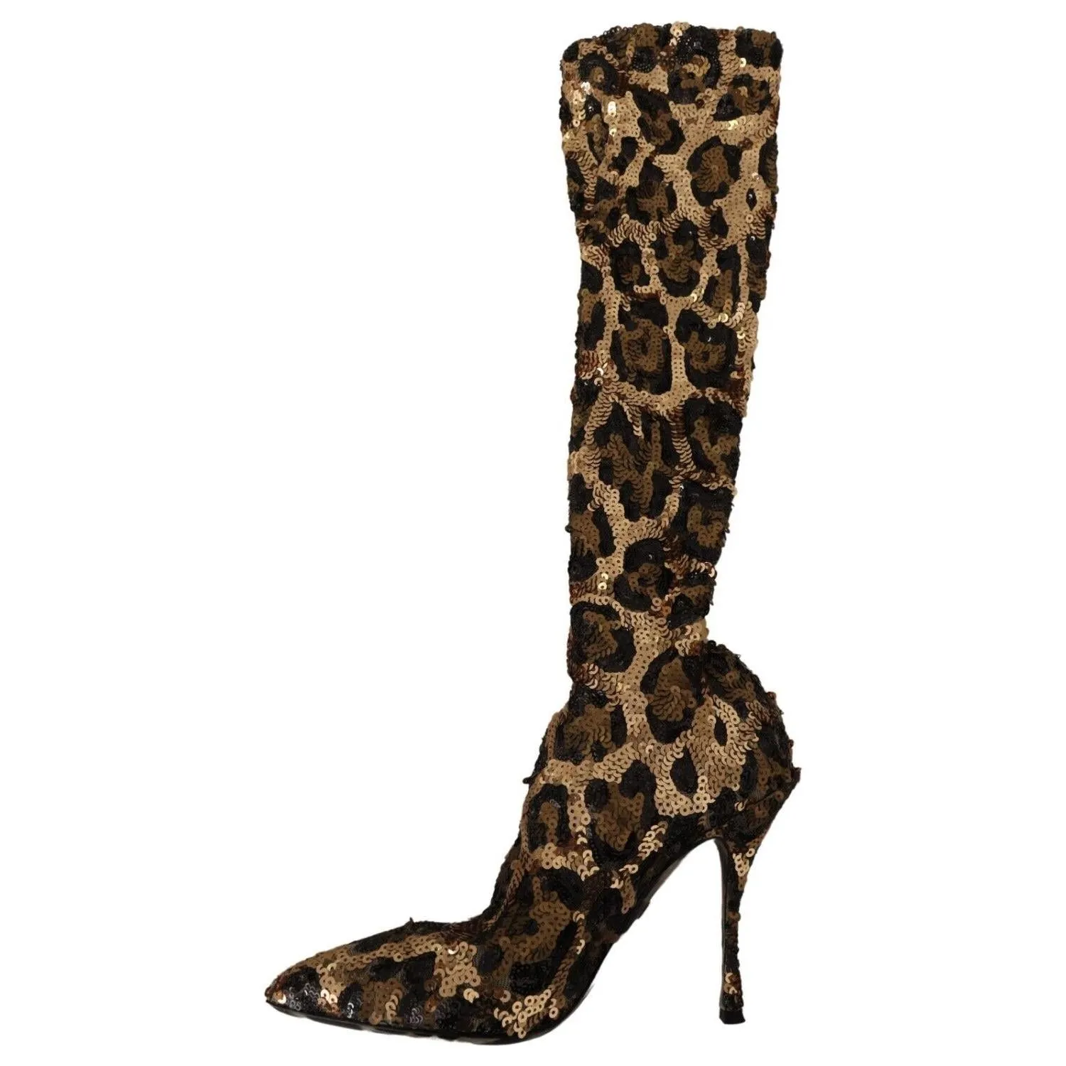 Dolce & Gabbana Elegant Leopard Sequin Knee-High Boots