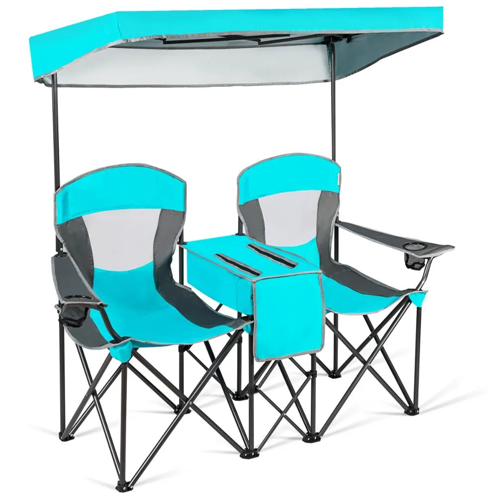 Double Folding Built-in Ice Box Camping Chair