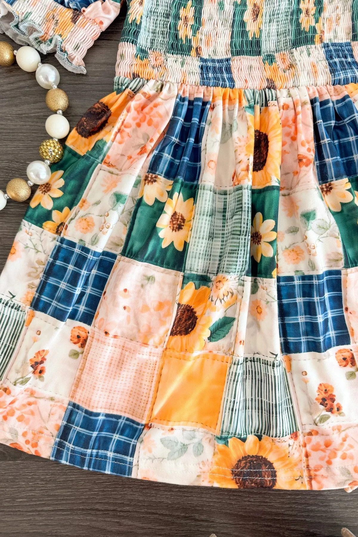 Faux Quilted Sunflower Dress