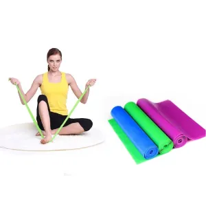 Fitness Equipment Elastic Exercise Resistance Bands Workout Pull Stretch Band Sports Gym Yoga Tools,Size:1.5m*15cm*0.35mm, Random Color Delivery