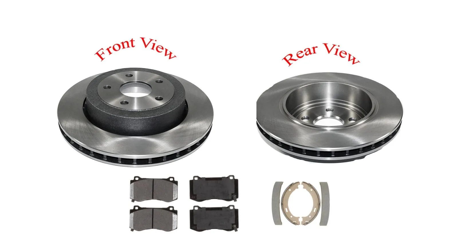 Fits For 06-10 Jeep SRT8 Rear Rotor With Rear Pads & Parking Brake Shoes 4pc kit