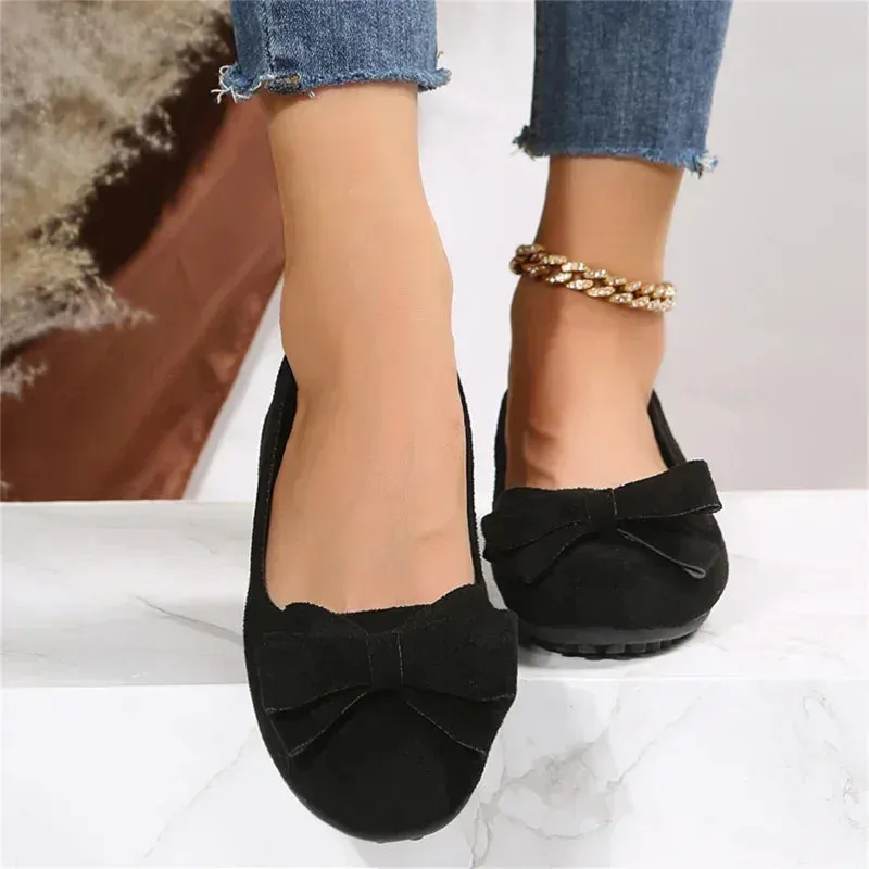 Fleur - Suede Slip-On Ballerinas with Bow