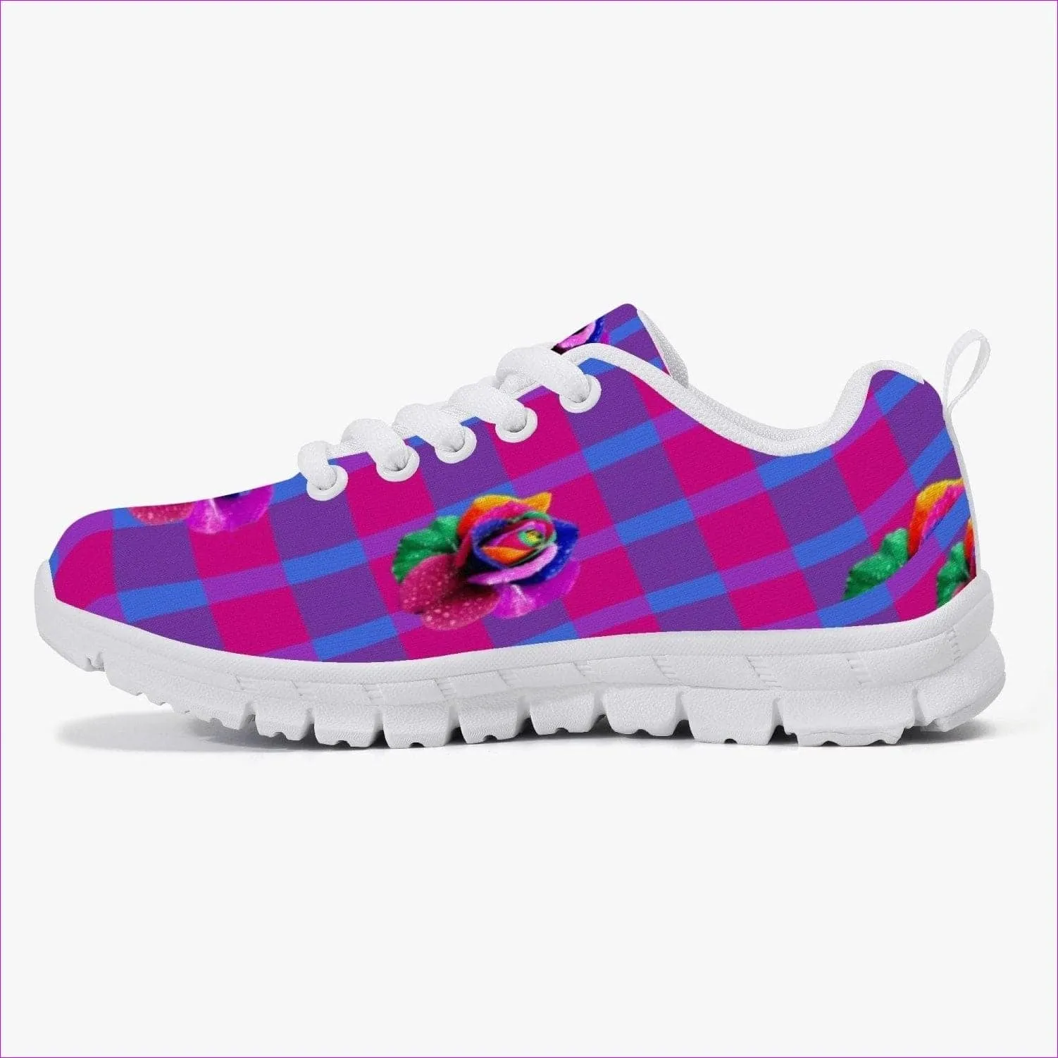 Floral Reign Plaid Kids Lightweight Mesh Sneakers