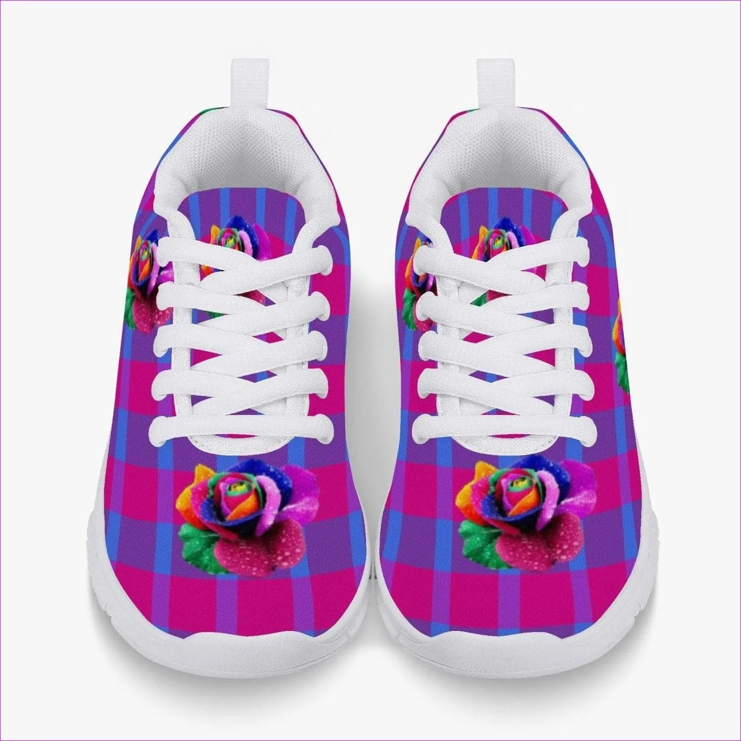 Floral Reign Plaid Kids Lightweight Mesh Sneakers