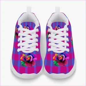 Floral Reign Plaid Kids Lightweight Mesh Sneakers