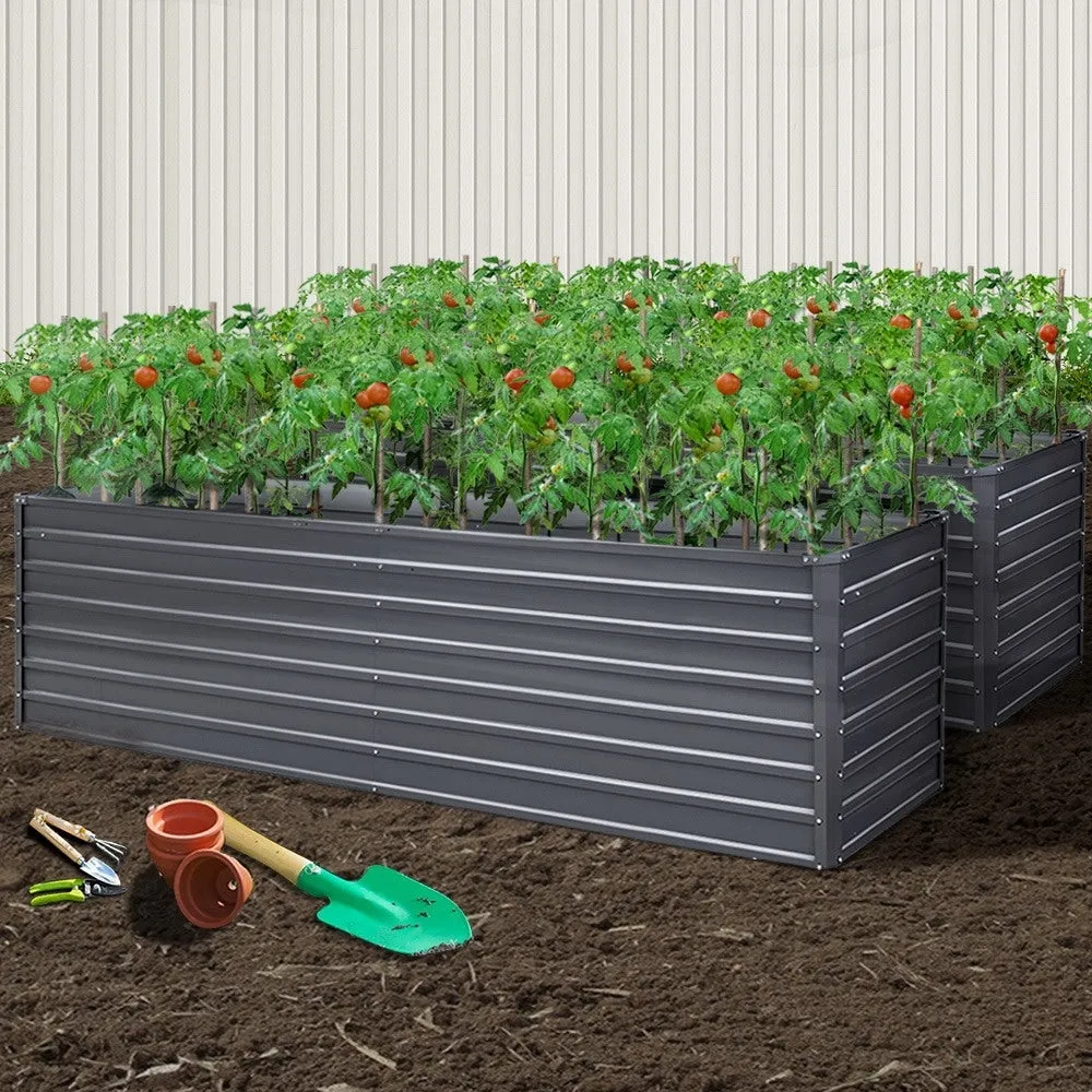 Galvanised Steel Raised Garden Bed Instant Planter 320 x 80 x 77cm Aluminium