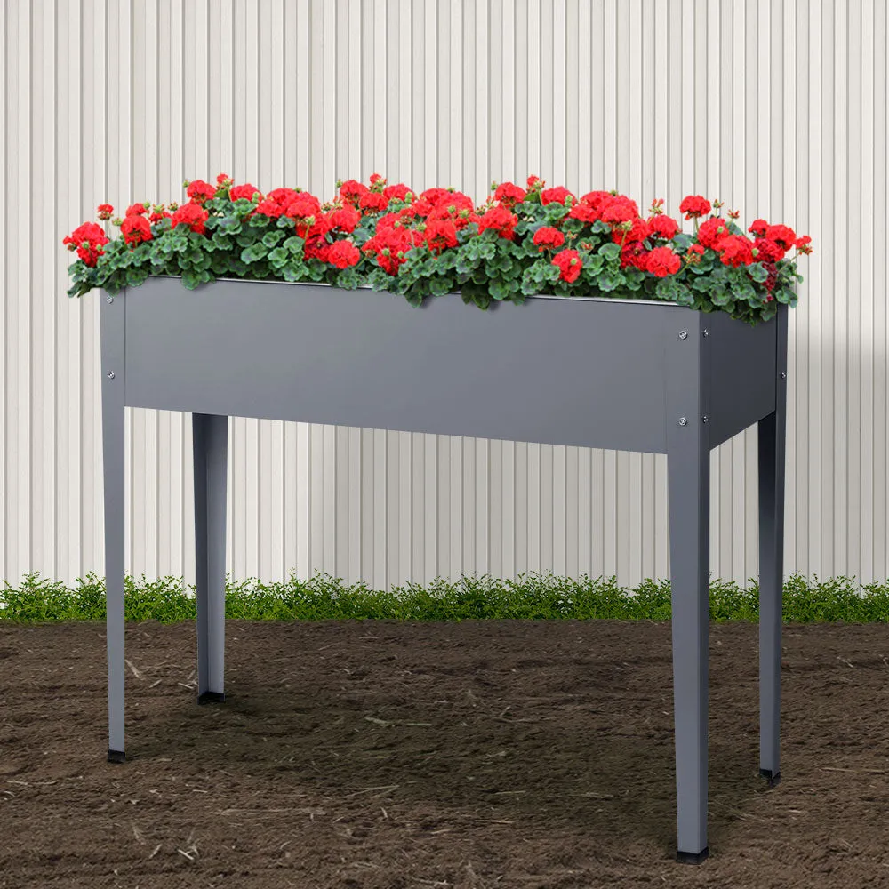 Galvanised Steel Raised Planter Standing Box Garden Bed On Feet 100X80X30CM