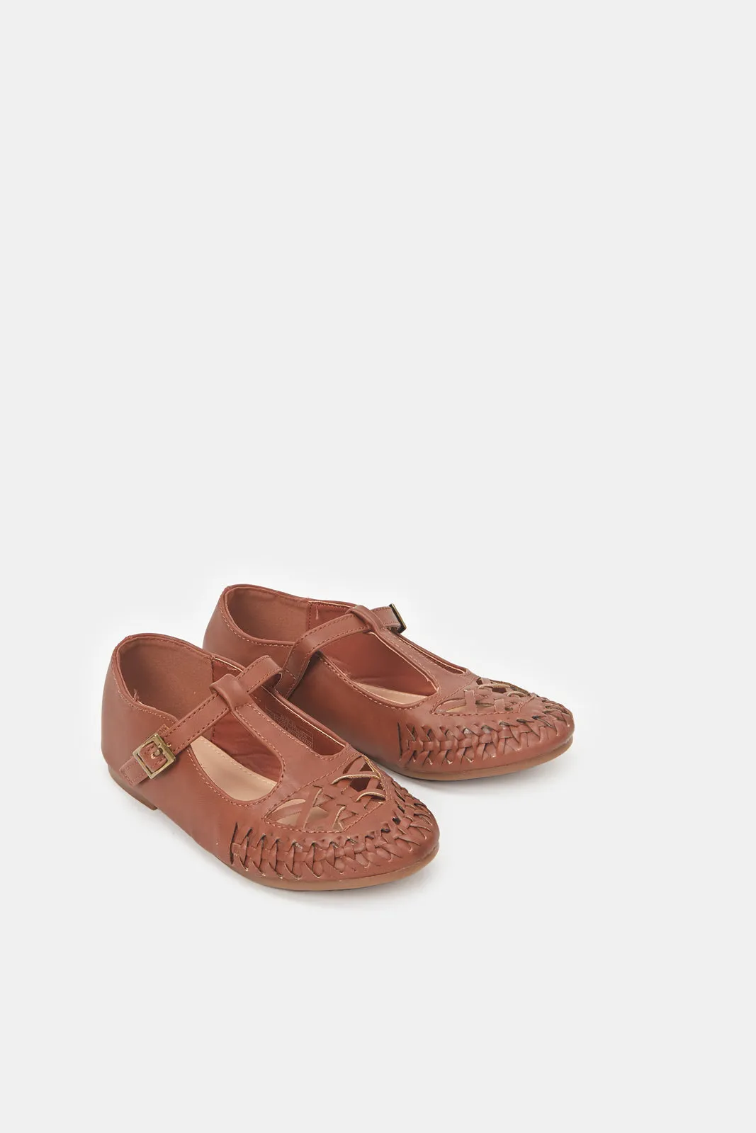 Girls Brown T-Bar Ballerina