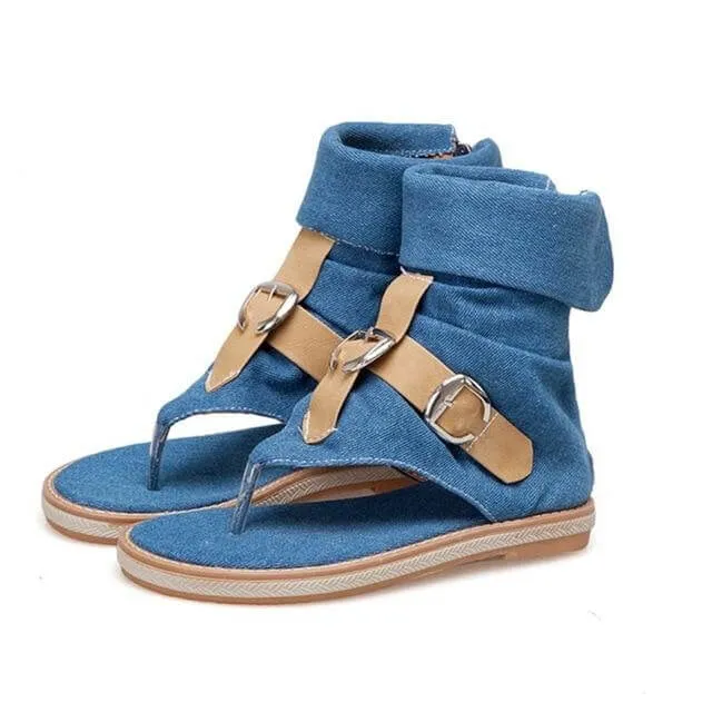 Gladiator Buckle Jean Sandals