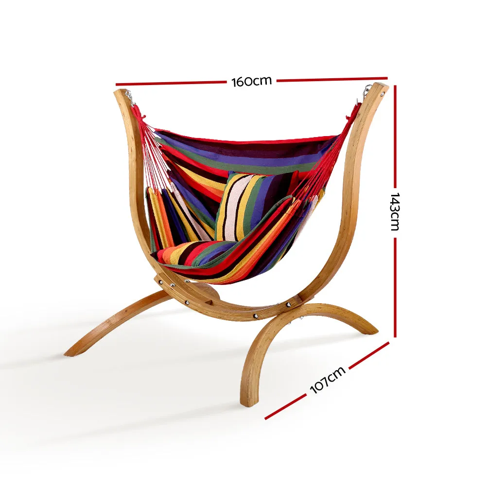 Hammock with Wooden Stand Chair Armchair Garden Patio Decor Colourful