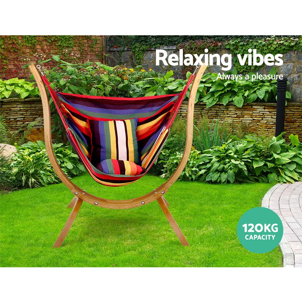 Hammock with Wooden Stand Chair Armchair Garden Patio Decor Colourful