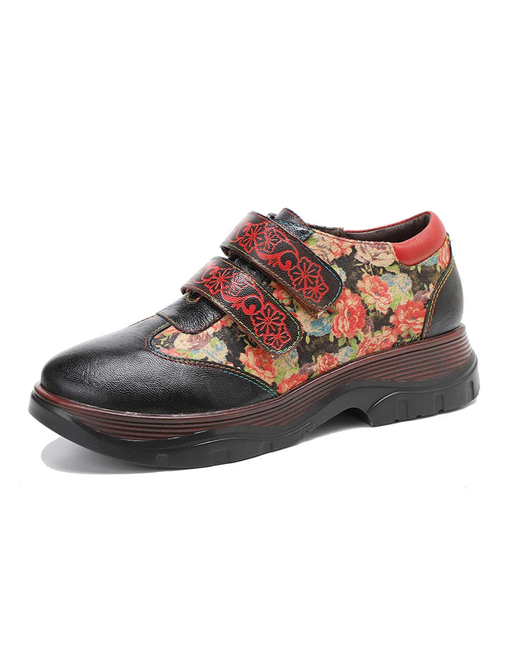 Hand-painted Double Velcro Front Vintage Floral Shoes