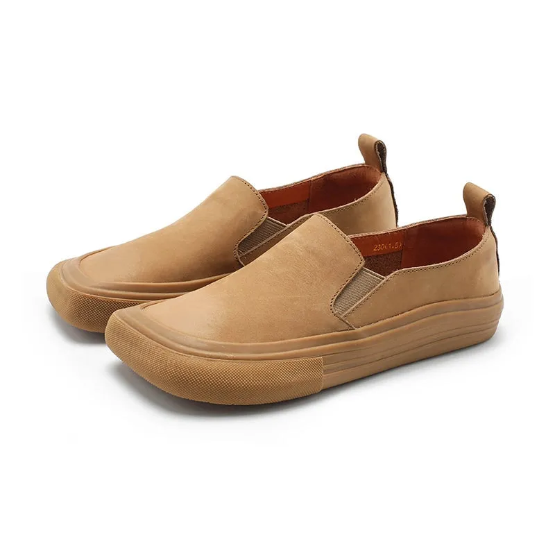 Handmade Square Toe Flats Nubuck Leather Loafers For Women in 6 Colors