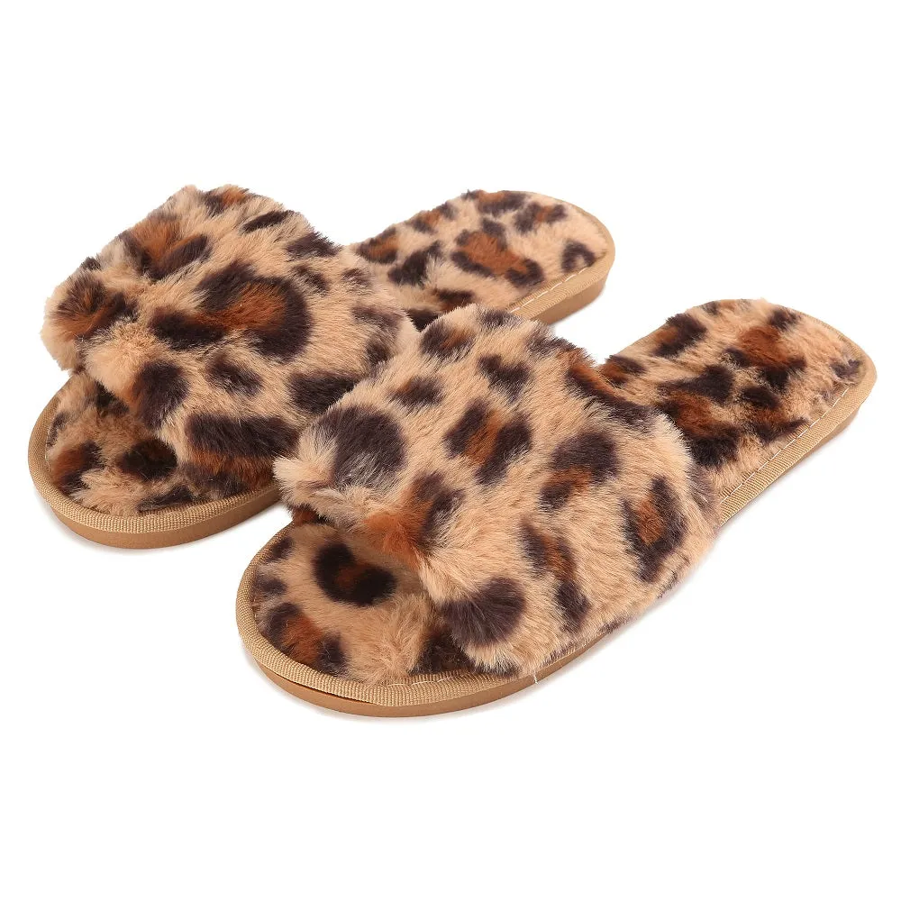 Haute Edition Women's Faux Fur Slide On House Slippers