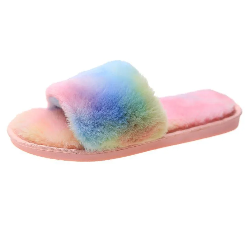 Haute Edition Women's Faux Fur Slide On House Slippers