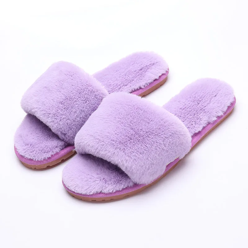 Haute Edition Women's Faux Fur Slide On House Slippers