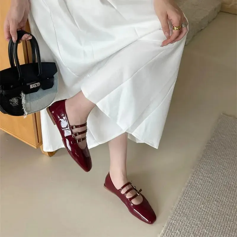 Hnzxzm Spring New Women Flats Ladies Elegant Flat Mary Jane Shoes Fashion Round Toe Shallow Shoes Outdoor Dress Ballet Shoes