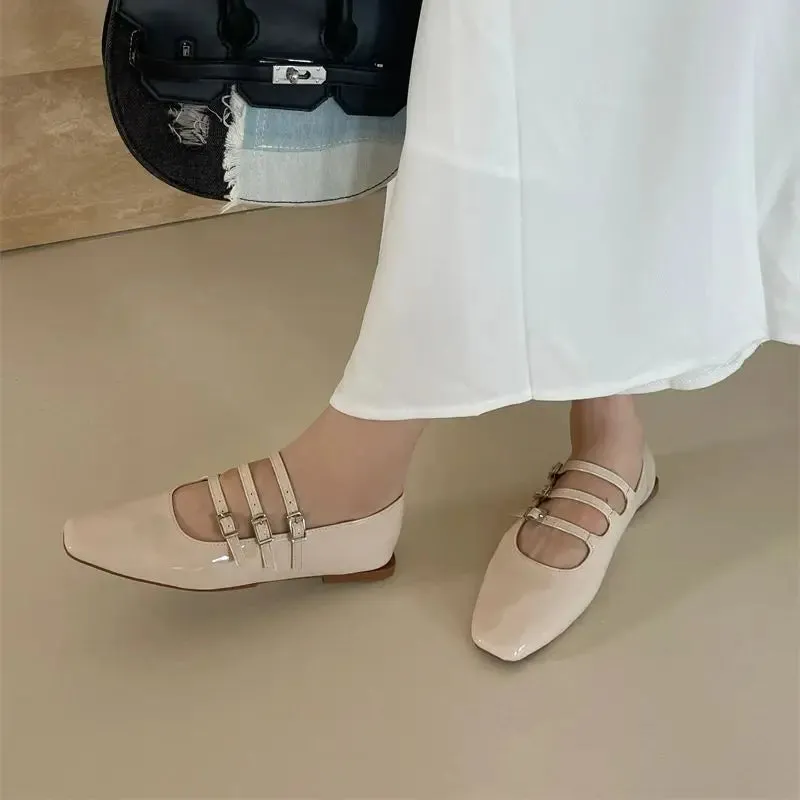 Hnzxzm Spring New Women Flats Ladies Elegant Flat Mary Jane Shoes Fashion Round Toe Shallow Shoes Outdoor Dress Ballet Shoes