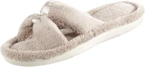 Isotoner Women's Signature X-Slide Slipper, Satin Trim with Memory Foam