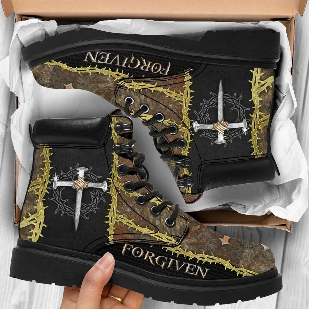 Jesus Leather Boots Cross 1 - Christian Shoes For Men And Women